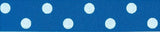 RSK09 15mm Royal Blue-White Adhesive Backed Satin Polka Ribbon 3 Mtrs