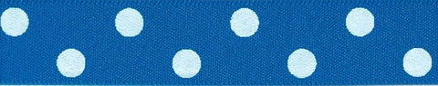 RSK09 15mm Royal Blue-White Adhesive Backed Satin Polka Ribbon 3 Mtrs