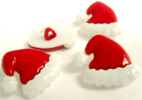 B18095 22mm Red and White Santa Hat Novelty Christmas Shank Button