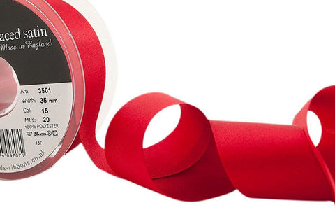 R3194 35mm Red Double Faced Satin Ribbon by Berisfords