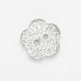 B12774 10mm Silver Glittery Flower Shape 2 Hole Button