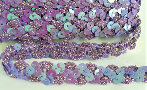 SQBRAID57 16mm Lilac Hologram Sequin Braid Trimming