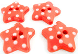 B13838 18mm Salmon Pink Polka Dot Spot Star Shaped 2 Hole Button