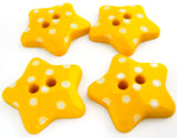 B13830 18mm Yellow Polka Dot Spot Star Shaped 2 Hole Button