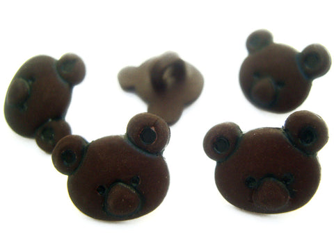 B5053 14mm Dark Brown Pastel Teddy Bear Face Childrens Shank Button