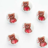 B7049 15mm Teddy Bear Love Heart Picture Design Childrens Shank Button