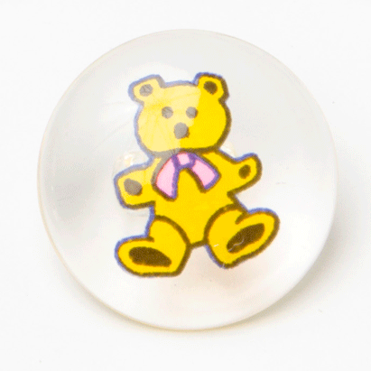 B12501 15mm Clear Teddy Bear Childrens Picture Shank Button