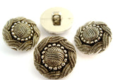 B12106 15mm Antique Silver Turks Head Gilded Poly Shank Button