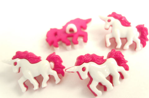 B18074 24mm Deep Pink and White Unicorn Childrens Shank Button