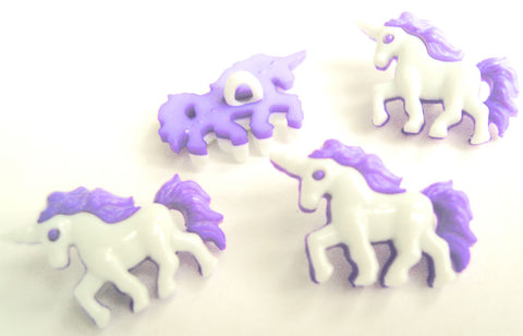 B18077 24mm Lilac and White Unicorn Childrens Novelty Shank Button