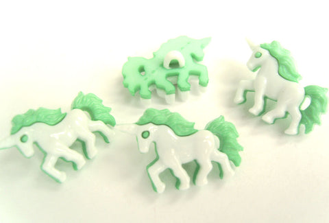 B18078 24mm Mint Green and White Unicorn Novelty Shank Button