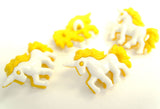 B18076 24mm Yellow and White Unicorn Childrens Novelty Shank Button