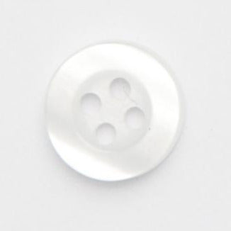 B17026 10mm White Pearlised Polyester 4 Hole Button