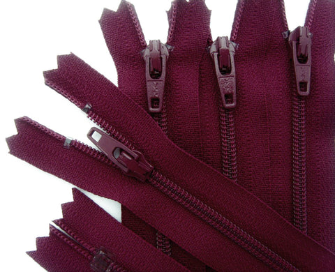 Z1079 YKK 20cm Wine Nylon No.3 Closed End Zip